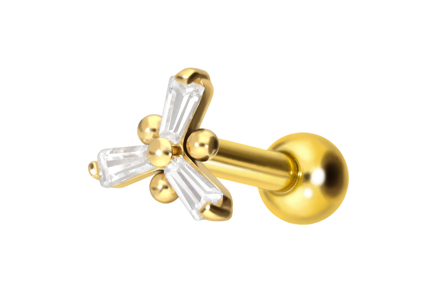 Titan Ohrpiercing mit Innengewinde KRISTALLBLUME